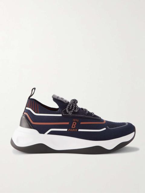 Berluti Shadow Suede, Leather and Rubber-Trimmed Stretch-Knit Sneakers