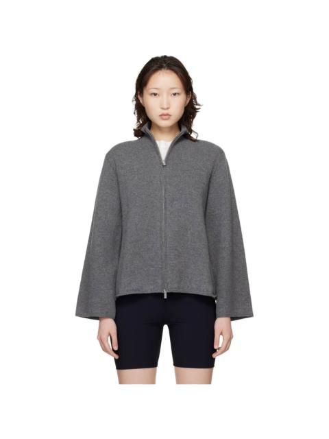 Loulou de Saison Gray Gabi Zipped Cashmere Sweater