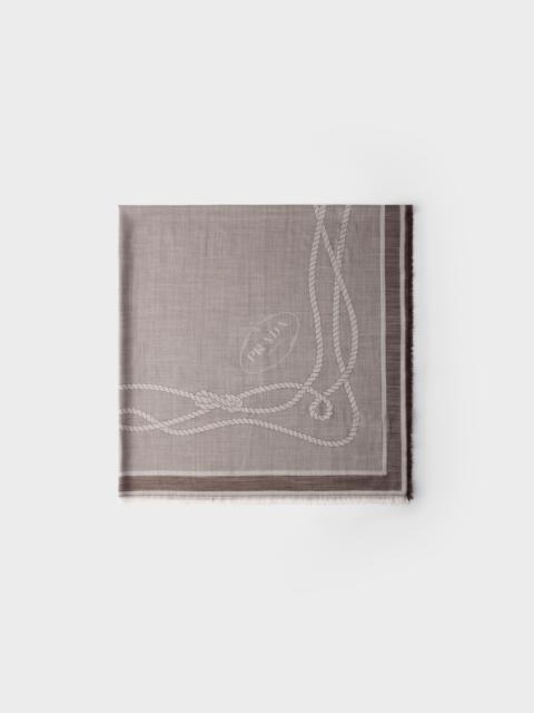 Prada Silk, cashmere and wool jacquard shawl