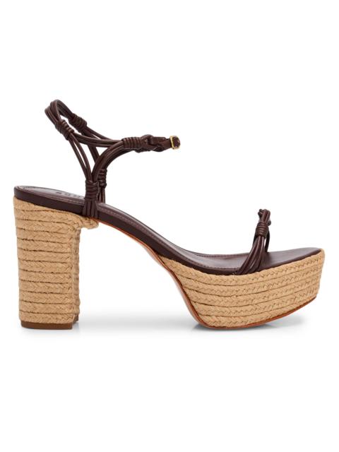 SCHUTZ Women's Nara 100MM Leather Espadrille Platform Sandals - Root Brown Tonal