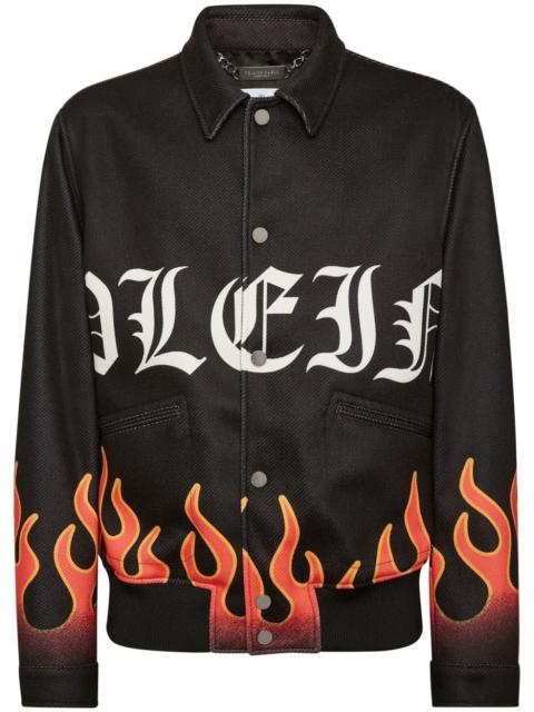 PHILIPP PLEIN Flame-print bomber jacket