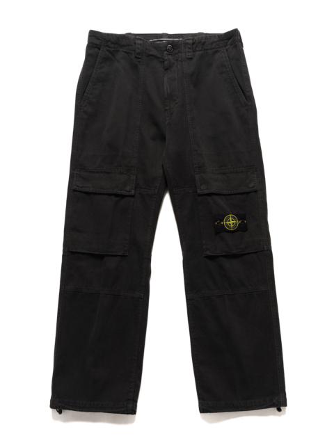 Panama Cotton 'OLD' Effect Relaxed Fit Cargo Pants Lead Grey