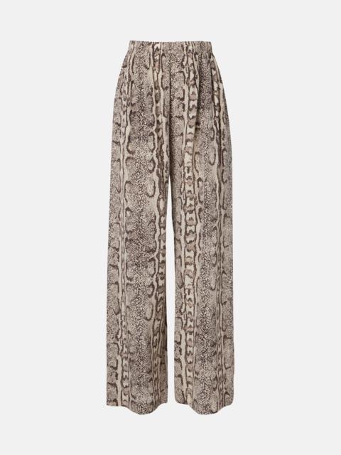 BALENCIAGA Snake-print silk palazzo pants