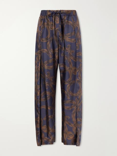 Loewe Printed Mid-rise Straight-leg Silk Pants