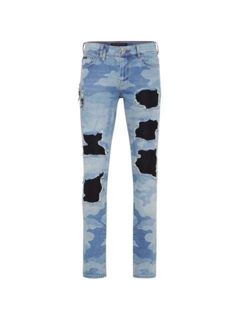 camouflage-print skinny jeans