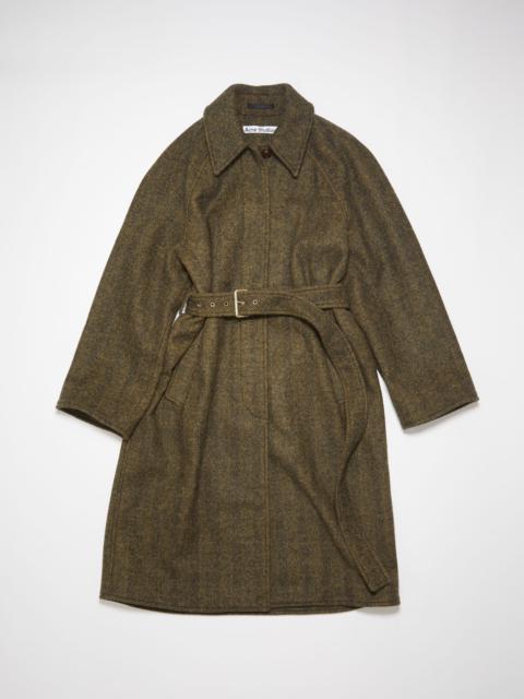 Wool-blend woven belted coat - Military green