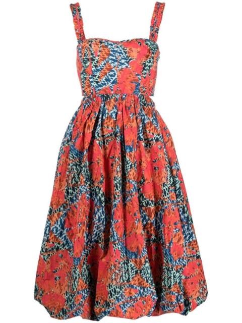 ULLA JOHNSON graphic-print sweetheart neck dress