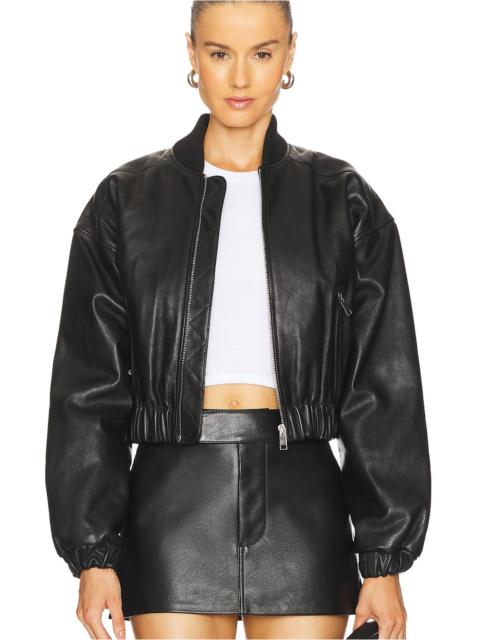 GRLFRND Cropped Leather Bomber Jacket