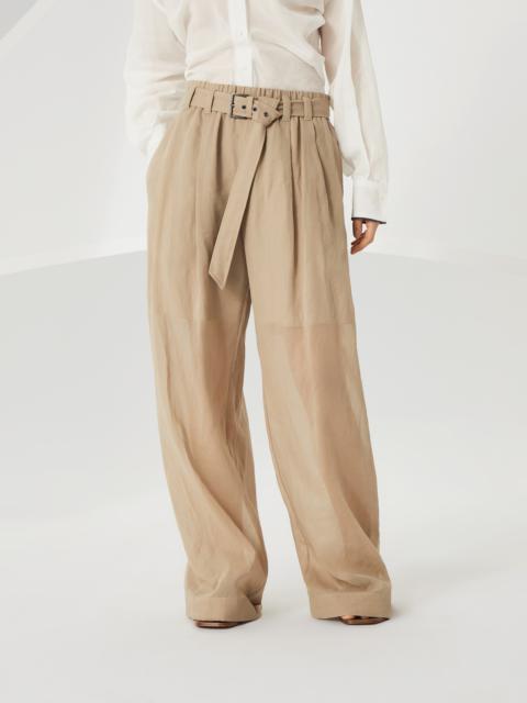 Brunello Cucinelli Cotton organza explorer track trousers with monili