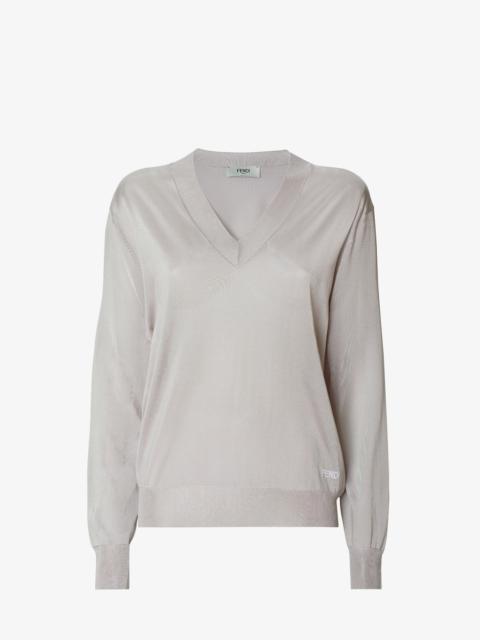 FENDI Sweater Light gray shiny viscose sweater
