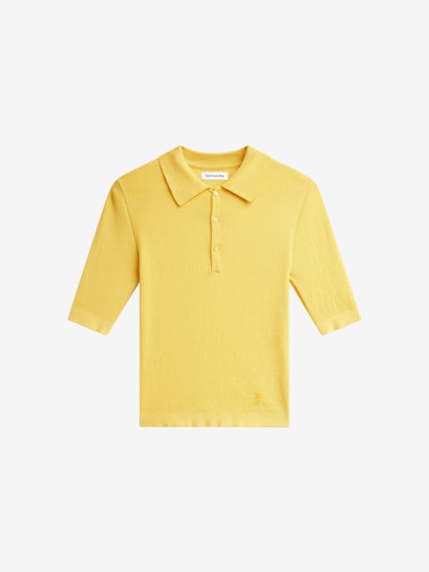 The Frankie Shop Vally Ribbed Knit Polo Top - Yellow