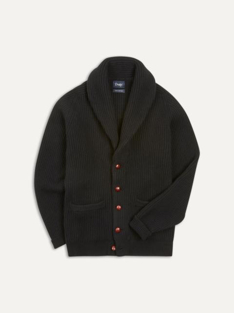 Drake's Black Lambswool Shawl Collar Cardigan