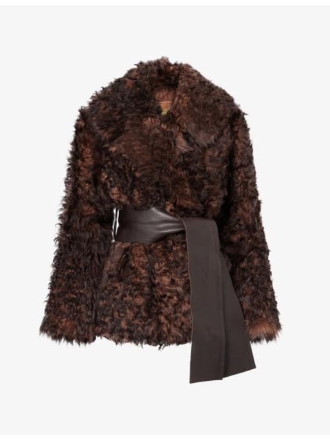 NOUR HAMMOUR Noa Belted Shearling Jacket