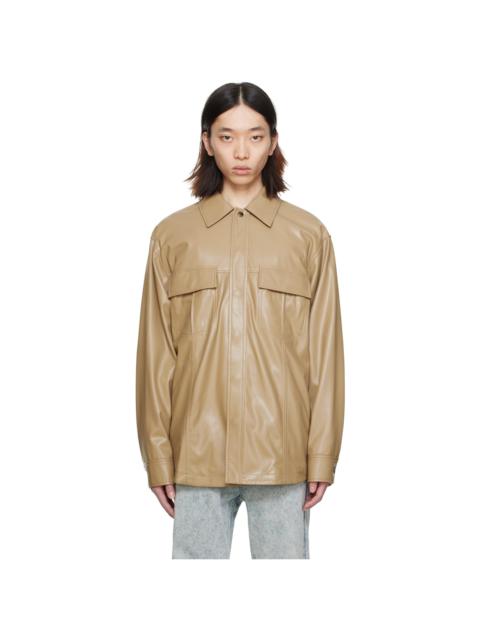 Wooyoungmi Beige Paneled Faux-Leather Shirt