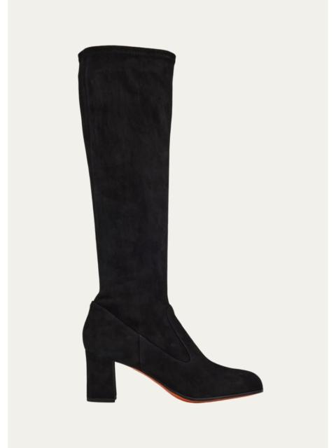 Santoni 65mm Suede Knee-High Boots