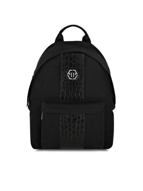 logo-plaque zip-up backpack