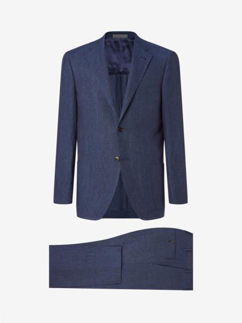 CORNELIANI Blue linen chambray suit