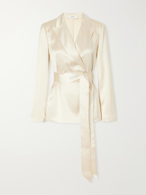 JOSEPH Archer Belted Silk-satin Jacket
