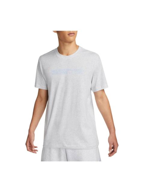 Nike Men's Nike Solid Color Logo Alphabet Pattern Printing Round Neck Casual Short Sleeve Light Grey T-Sh