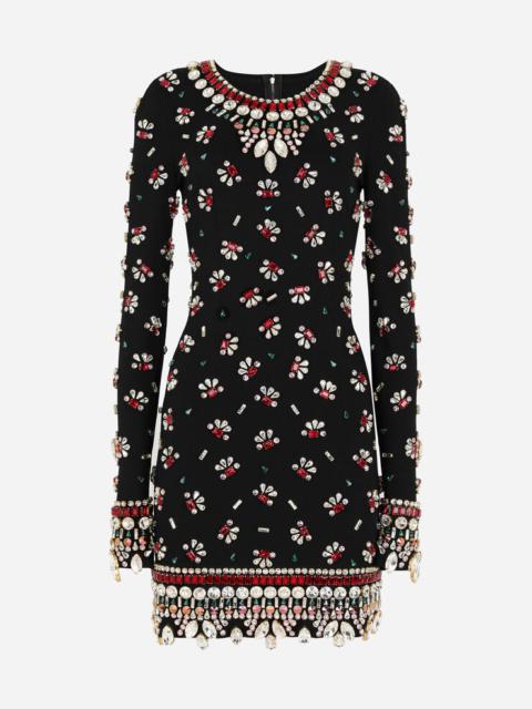 Dolce & Gabbana Short jersey dress with multi-colored embellishment