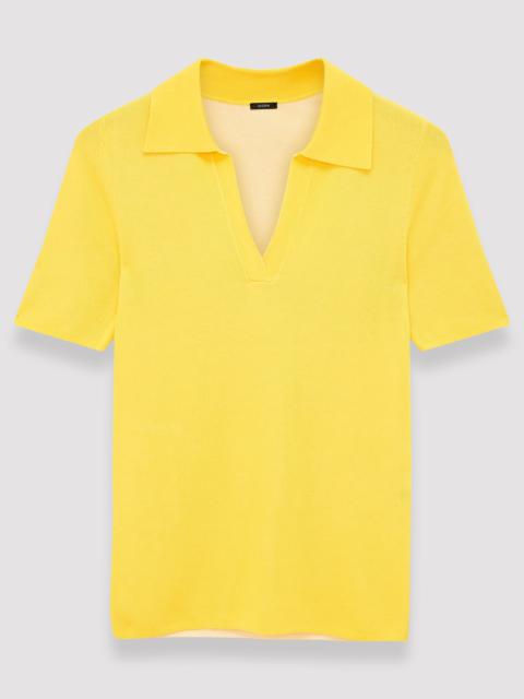 JOSEPH Plated Knit Polo Top