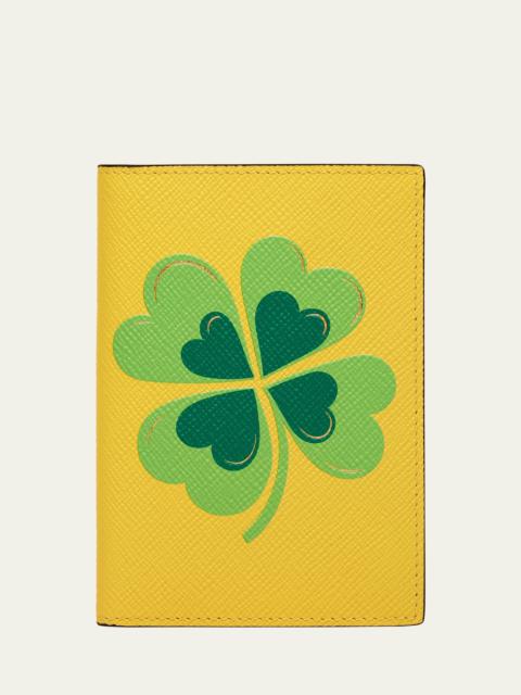 Smythson Clover Charm Passport Cover in Panama Leather