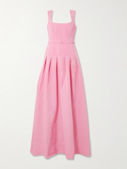 REBECCA VALLANCE Amaro Belted Pleated Taffeta Gown