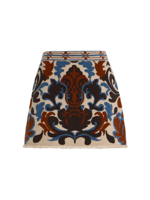 Cara Cara Lindy Fringed Wool-Cotton Jacquard Mini Skirt print