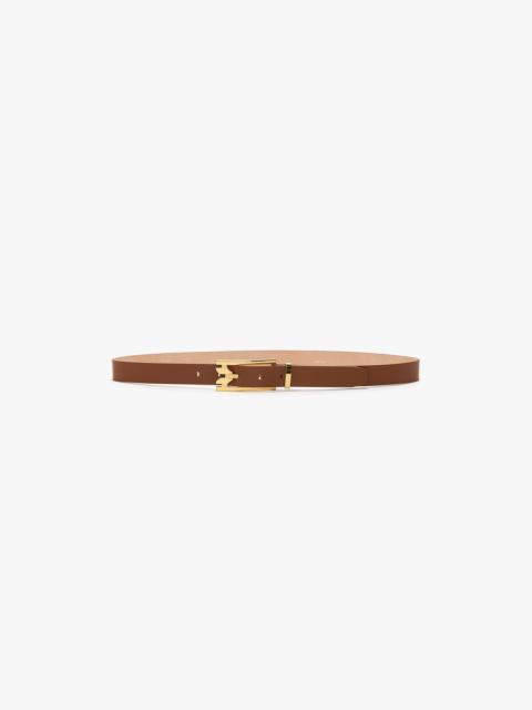 Victoria Beckham Dorian Pin Buckle Belt In Dark Tan Smooth Leather