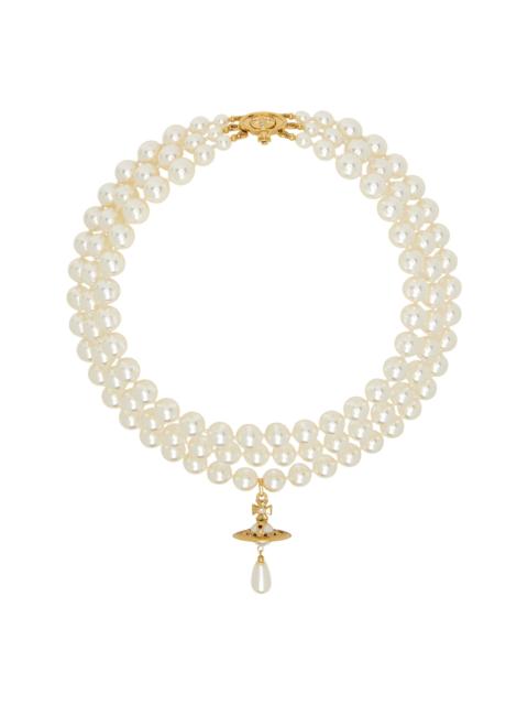 Vivienne Westwood Three Row Faux Pearl Drop Choker