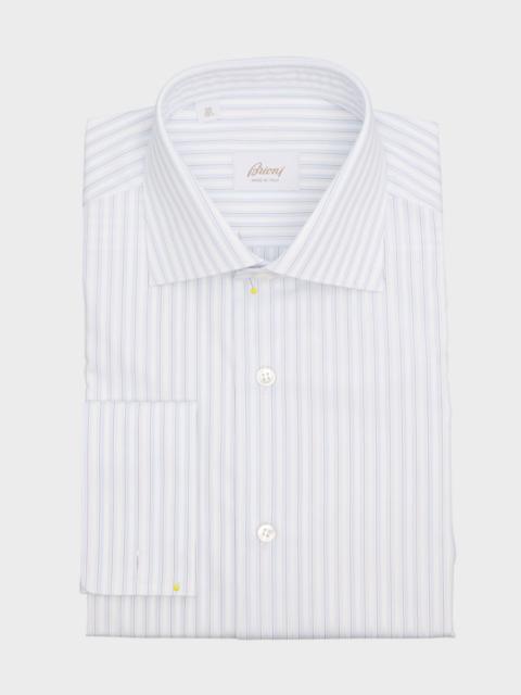 Brioni Men's Cotton Fancy Stripe Dress Shirt