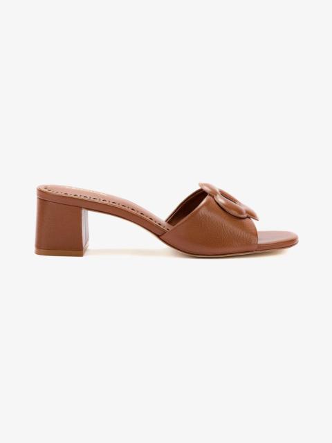 Larroudé Flora Mule In Caramel Leather