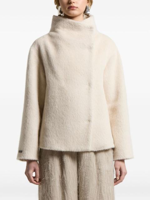 PESERICO high-neck asymmetrical-fastening coat