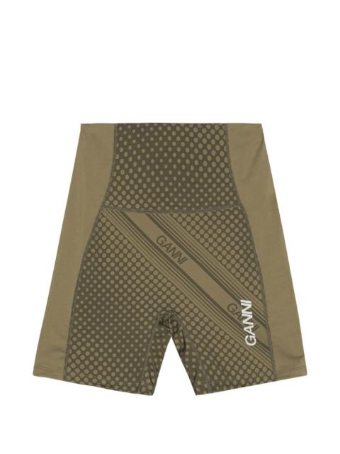 GANNI logo-print performance shorts