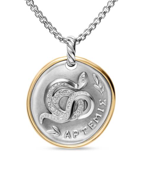 DAVID YURMAN Women's Artemis Medallion Amulet in Sterling Silver with 14K Yellow Gold and Diamonds, 29.5MM - Diam