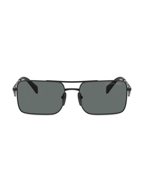 Prada Men's A52S 56MM Rectangular Sunglasses - Black Smoke