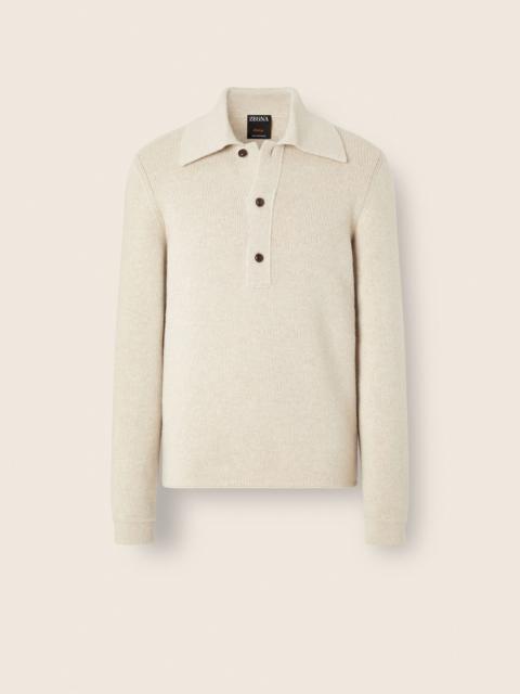 ZEGNA CREAM WHITE OASI CASHMERE POLO SHIRT
