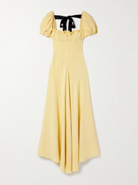 RODARTE Bow-embellished Satin-trimmed Silk-crepe Maxi Dress