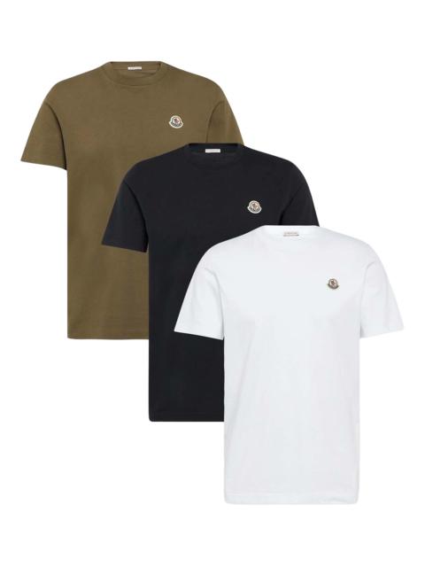 Moncler Cotton T-shirt with Logo Patch "3-Pack (Olive/White/Black)" MON101