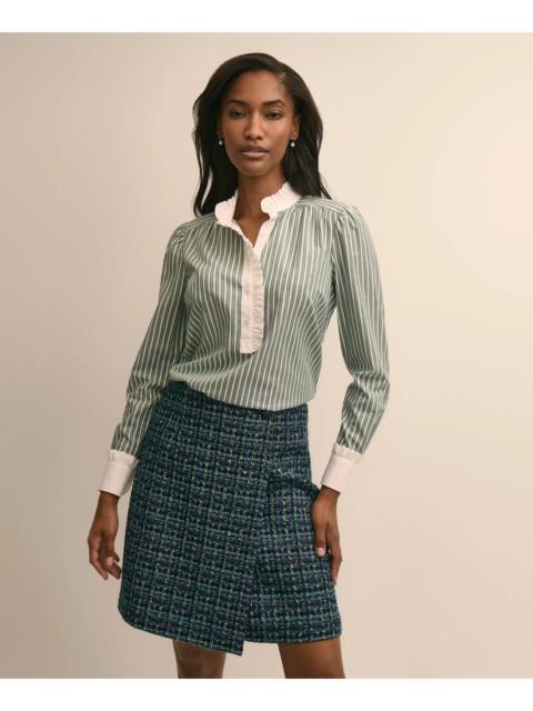 Brooks Brothers Cotton Dobby Ruffle-Detail Popover Shirt