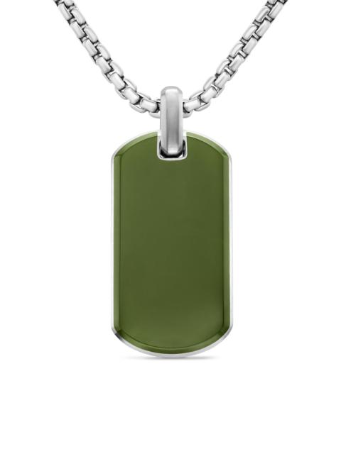 DAVID YURMAN Men's Chevron Tag in Sterling Silver - Nephrite Jade