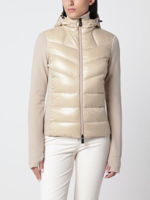 Moncler Grenoble Light beige padded hooded zip-up sweatshirt
