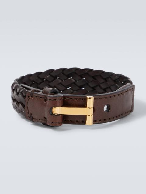 TOM FORD T braided leather bracelet