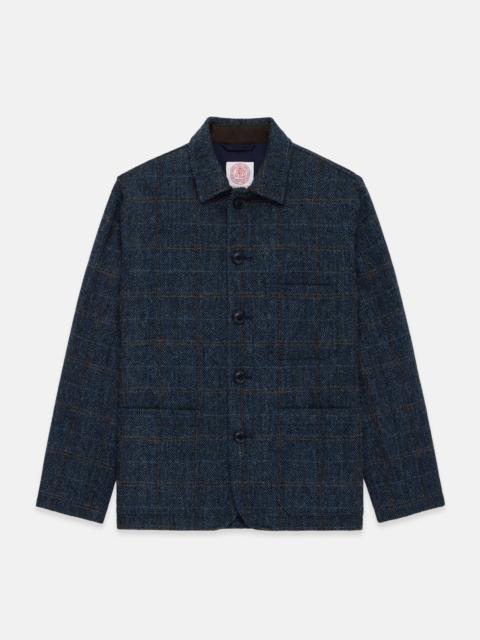 J. PRESS MADE-IN-ENGLAND BLUE HERRINGBONE HARRIS TWEED CHORE JACKET