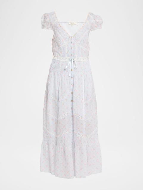 LoveShackFancy Aurela Floral Cotton Maxi Dress
