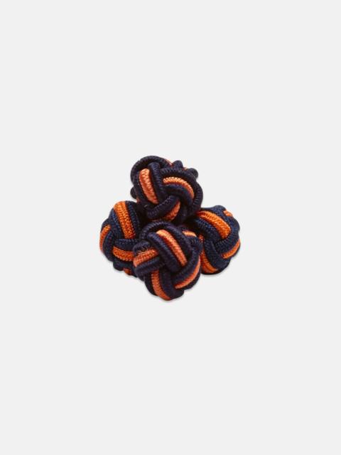 J. PRESS NAVY & ORANGE MONKEY'S FIST SILK KNOT CUFFLINKS