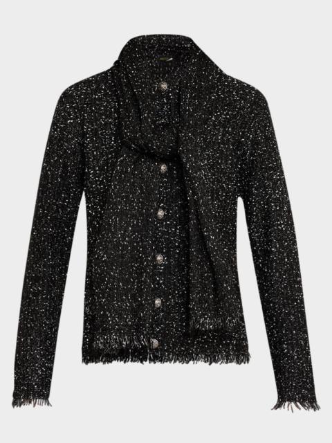 KOBI HALPERIN Faye Fringed Metallic Knit Sweater