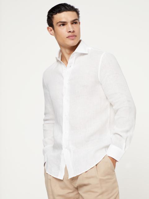 Linen easy fit shirt with spread collar