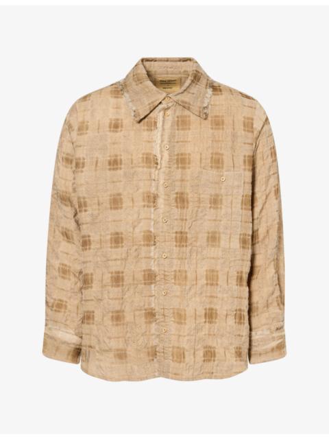 UMA WANG Tab Checked Virgin Wool-Blend Shirt