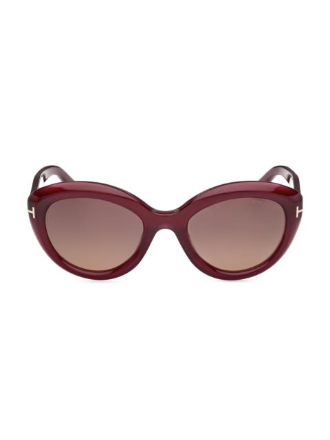 TOM FORD Women's Stacy 53MM Cat-Eye Sunglasses - Plum Brown